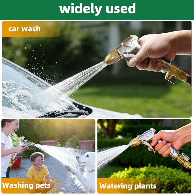 ARXIVE Heavy Duty Garden Hose Nozzle, High Pressure Handheld Sprayer | 4 Adjustable Patterns for Lawn, Garden, Car, Pet & Window Cleaning. Leak-Proof 100% Metal Body, Rustproof