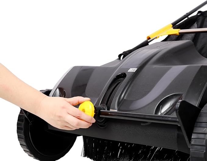 KEIKI 21 Inch Hand Push Lawn Sweeper, Leaf & Grass Collector with Adjustable Brush Height, Pickup Sweeper for Yard Leaf Picker Upper, Large 3.5 Cu. Ft Hopper Bag Capacity, Easy Assembly, Black