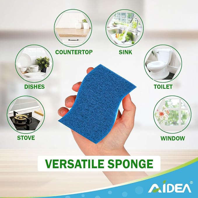 AIDEA Sponges Kitchen, 6Count, Non-Scratch Scrub Sponge, Sponge for Dishes | Kitchen Sponges for Non-Stick Cookware, Cleans Fast Without Scratching, Cleaning Power for Kitchen, Bathroom, Household