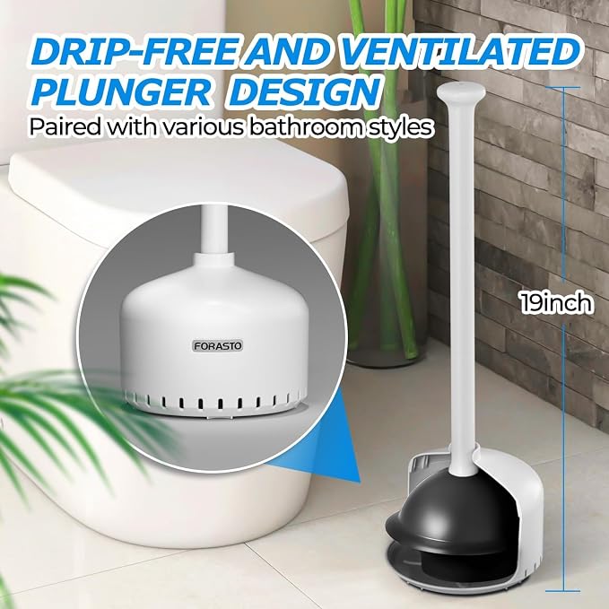 FORASTO 2Pack Toilet Plunger with Holder,Plungers for Bathroom with Holder,Heavy Duty Plunger with Cover,Bathroom Decor，Bathroom Accessories，Toilet Bowl Cleaners,Pearl White | Plungers for Bathroom, Toilet Bowl Cleaners, Apartment Must Haves, Bathroom ...