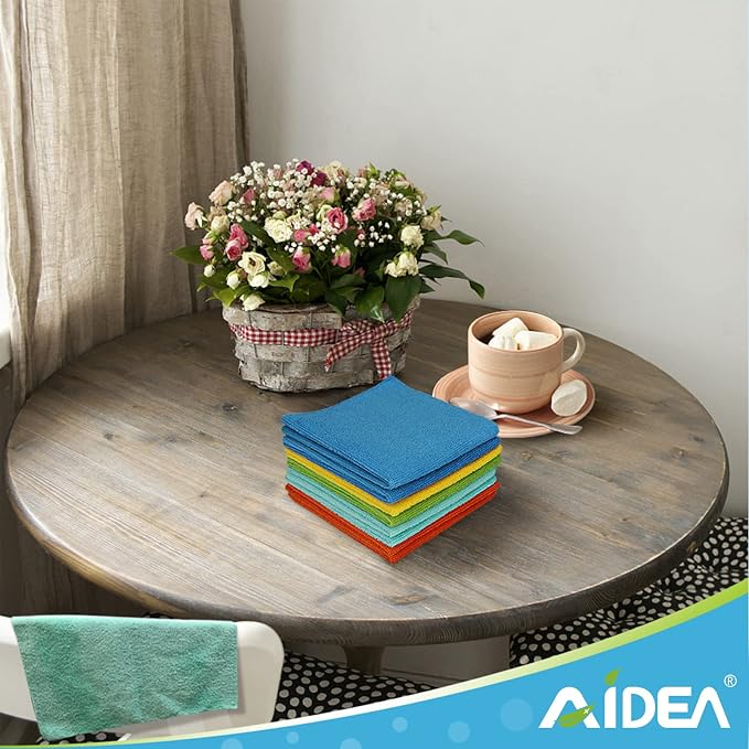 AIDEA Microfiber Cleaning Cloth, 800PK, Soft Absorbent Rags, Microfiber Towels for Cars, Kitchen Towels, Dusting Cloth for Home, Window, Cleaning Supplies, 12"×12"
