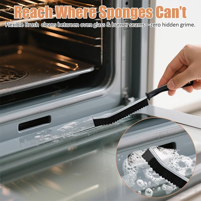 Heavy Duty Oven Cleaner Brush Set,Oven Cleaning Kits,Oven Cleaning Tools Accessories with Razor Blade Scraper,Crevice Cleaning Brush,Pumice Stone,Microfiber Cleaning Cloth,Scrub Sponges