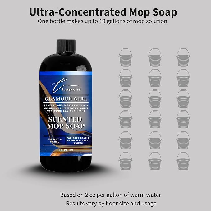 Lapew Glamour Girl Scented Mop Soap - Luxury Floor Cleaner Concentrate for Mopping Tile, Laminate, Vinyl & Hardwood | Streak-Free, Low-Foam | 36 oz