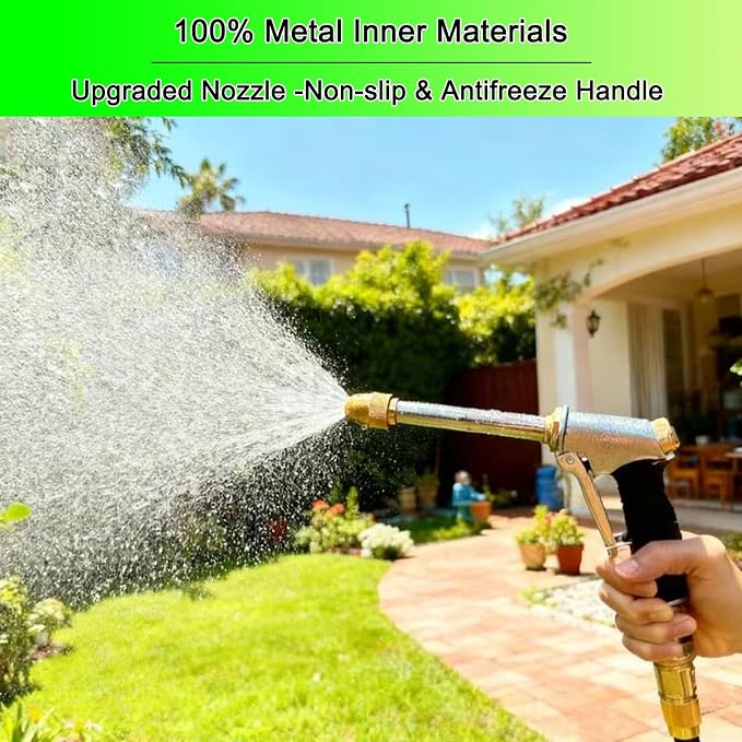 Heavy Duty Garden Hose Nozzle with Adjustable Brass Spray Tip | Heavy duty metal hose nozzle with adjustable spray, quick connect and comfort grip for watering,pet,car washing,cleaning.