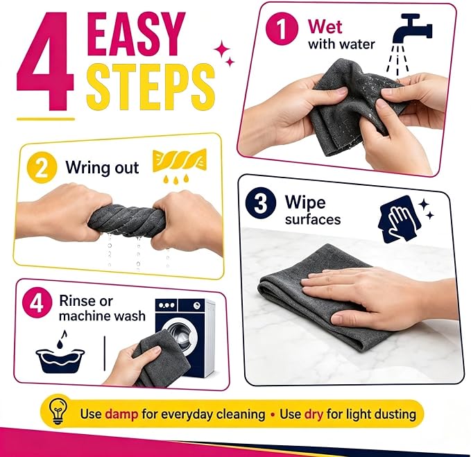 Magic Cleaning Cloths, Thickened Streak-Free Microfiber Rags ，10：8*12IN | Lint-Free Reusable Cleaning Towels for Window, Glass, Stainless Steel, And Car