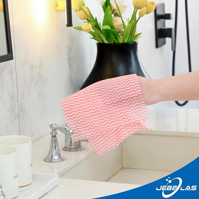 JEBBLAS Reusable Household & Kitchen Wipes, Disposable Cleaning Cloths, Wash Rags in 2 Rolls of 200 Sheets