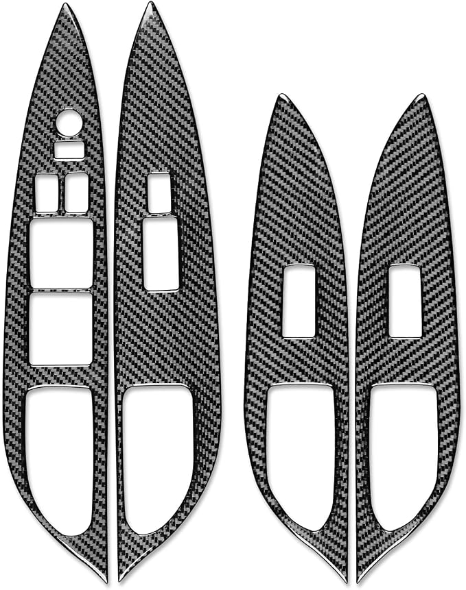 Real Carbon Fiber Trim for Infiniti Accessories | for G37 G25 Q60 Q40 X S Sedan 2008-2015 2009 2010 2011 2012 2013 2014 Window Lift Switch Panel Thick Overlay Decal - B
