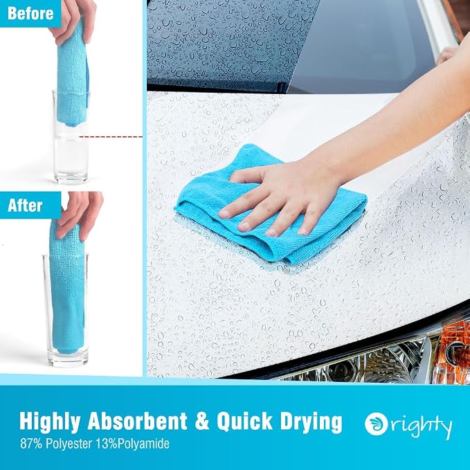 Orighty Microfiber Cleaning Cloth Bulk, 150 Pack Cleaning Rags, 12 x 11 in | Microfiber Towels for Cars, Soft Highly Absorbent Rag, Lint Free Cloths for Car Care, House, Kitchen