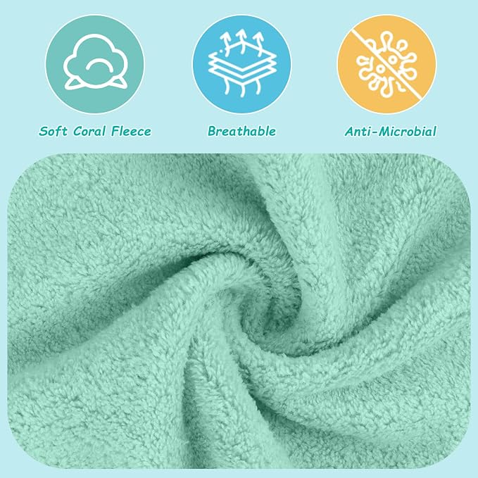 HOMEXCEL Baby Washcloths 12 Pack-Microfiber Coral Fleece Baby Bath Face Towel 7 x 9 Inch Extra Absorbent Soft Burp Cloth and Wash Cloths for Newborn-Infants and Toddlers,Green