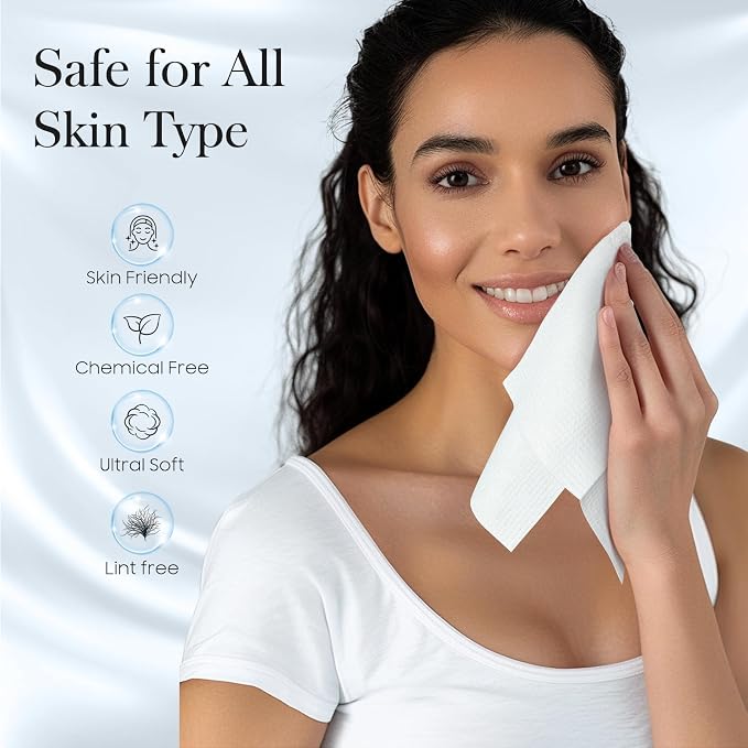 Fygrip 2 Pack of 50 count XL Disposable Face Towels 10” x 12”, 100% Viscose Fibre, Soft & Skin Friendly Face Towelettes Disposable, Facial Tissue Wipes for Women Cleansing