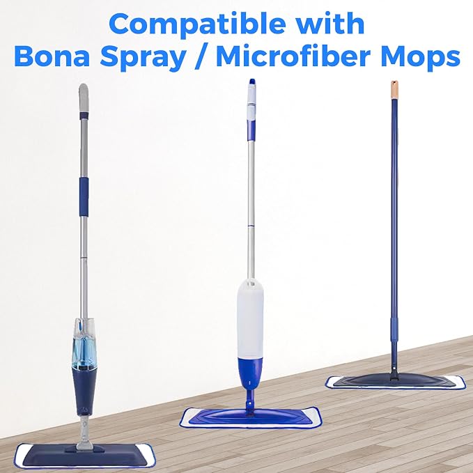 4-Pack 18 Inch Microfiber Mop Pads Compatible with Bona, Washable Reusable | Compatible With Bona And Similar 18" Mops; Dual-Sided Microfiber For Wood, Tile, Laminate, Vinyl And Stone Floors