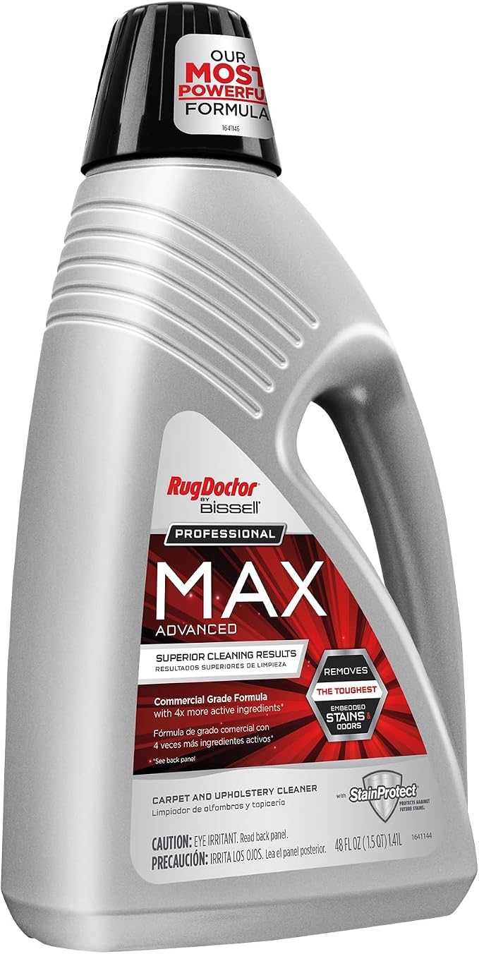 Rug Doctor by BISSELL Max Advanced Commercial Carpet Cleaner Solution 48 oz | Commercial Grade Carpet Shampoo. Removes the Toughest Embedded Stains and Odors and Protects Against Future Stains