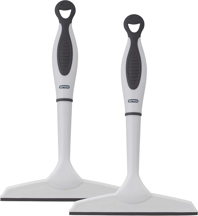 Superio Rubber Squeegee, 2 Pack, Streak Free All Purpose Window Squeegee, Comfort Grip Handle and Hanging Hook (Grey, 6 Inch- 2 Pack)