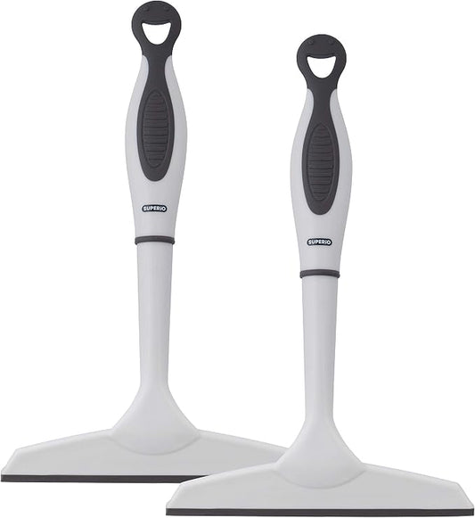 Superio Rubber Squeegee, 2 Pack, Streak Free All Purpose Window Squeegee, Comfort Grip Handle and Hanging Hook (Grey, 6 Inch- 2 Pack)