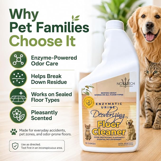 NOYATECH Pet Floor Cleaner – Enzyme-Powered Degreaser for Urine, Odor & Grime | Safe for Tile, Vinyl, Grout & Hardwood | Residue-Free & Pet Safe