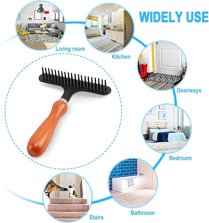 Carpet Rake for Restoration - Shag Rug Groomer and Hair Cleaner Suitable for Carpets (4.3 Inch Width, 1 Piece)