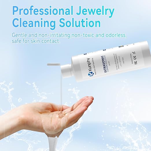 kunphy Jewelry Cleaner Solution -Ultrasonic Cleaner Solution for Gold, Silver, Platinum Diamonds and Non-Porous Precious & Semi-Precious Jewelry 4 oz(120ml) (Pack of 2)