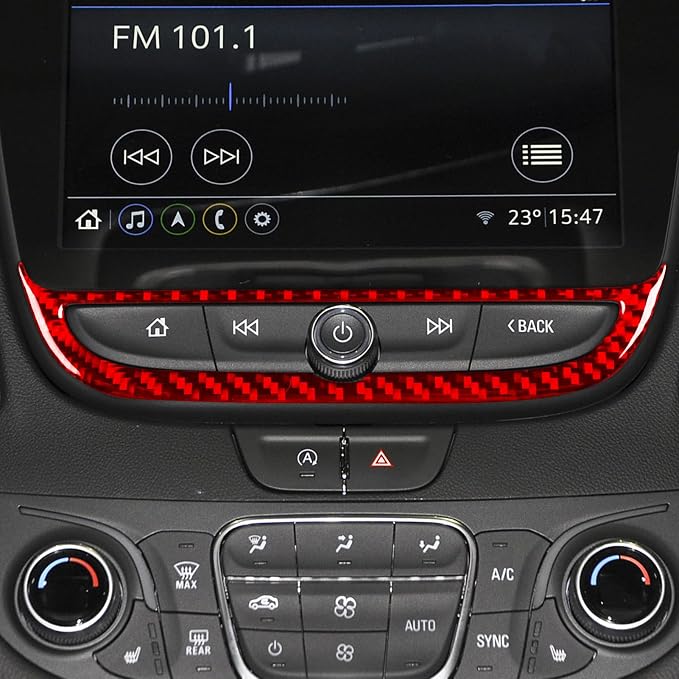 Real Carbon Fiber Trim for Chevy Malibu 9th Gen Accessories | for 2016-2024 Navigation Control Button Frame Cover Sticker Interior Thick Overlay Decal