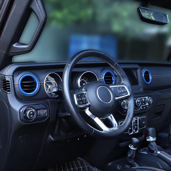 JeCar Interior Trim Kit Dashboard Air Conditioner Vent Ring Interior Accessories Compatible with Jeep Wrangler 2018-2023 JL & 2020-2023 Gladiator JT, Blue