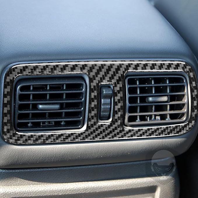 Real Carbon Fiber Trim for Infiniti Accessories | for G35 G37 X S 2007 2008 2009 2010 Convertible Center Rear Air Vent Outlet Frame Interior Thick Overlay Decal - B