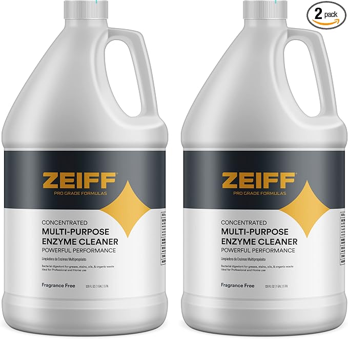 Zeiff Pro-Grade Multi-Purpose Probiotic Enzyme Cleaner - Powerful Cleaning & Odor Eliminating Formula For Professional & Home Surfaces - 1 Gallon - Fragrance Free, 2 Pack