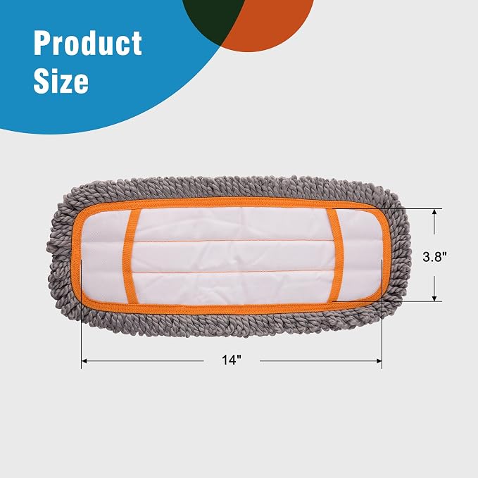 CLEANHOME Microfiber Mop Pads, 4 Pieces | Fit CLEANHOME Dust Mop: B09PBPGSJ3, For Floor Cleaning, Twisted Microfiber Replacement Pads