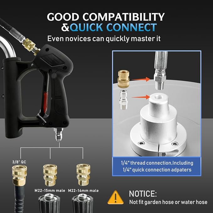 RAYNEL 30" Pressure Washer Surface Cleaner, Power Washer Accessory | Stainless Steel Housing, 4 Wheels, Dual Handles, 2 Hose Adapters, 5 Spray Nozzles & 4 Replacement Nozzles, Max 4000 PSI