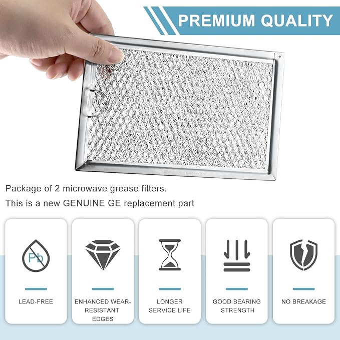 WB06X10309 Microwave Oven Grease Filter 7-5/8 x 5" Compatible with GE WB06X10359 Microwave Filter Replacement Parts by AMI PARTS