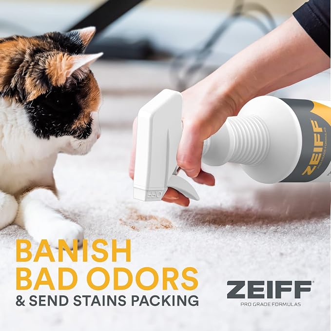 Zeiff Pet Stain and Odor Remover - Pet Odor Eliminator for Home and Professional Use - Carpet Stain Remover - Pet Urine Enzyme Cleaner for Dog and Cat Pee, Feces, and Fluids - 32 oz
