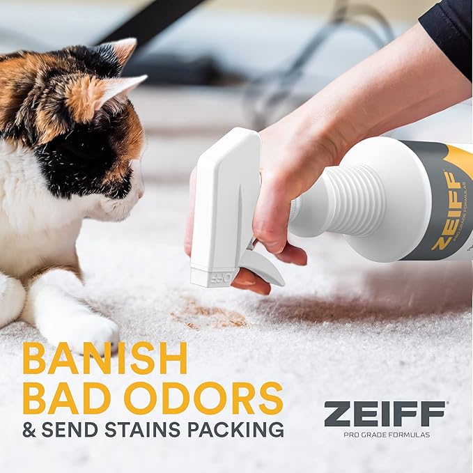 Zeiff Pet Stain and Odor Remover - Pet Odor Eliminator for Home and Professional Use - Carpet Stain Remover - Pet Urine Enzyme Cleaner for Dog and Cat Pee, Feces, and Fluids - 32 oz, 2 Pack