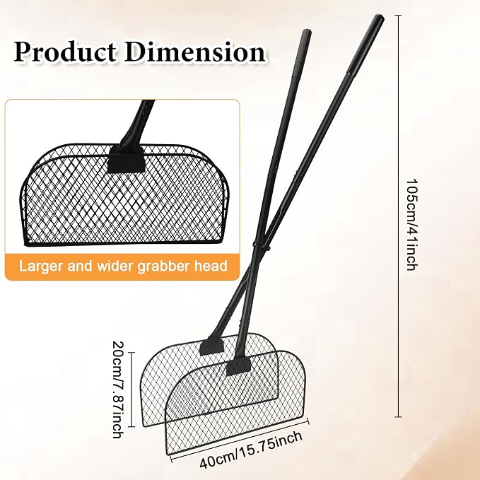 Metal Leaves Rakes with Long Handle, Lightweight Leaf Collector for Gardening, Leaf and Grass Picker Upper Tool, Ideal for Yard Shrub Cleanup