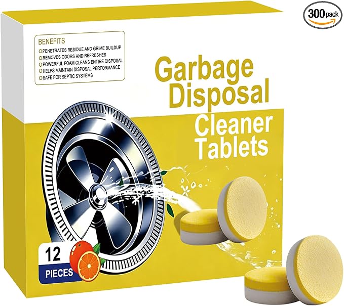 Deep Clean Disposal Tablets,sink cleaner, garbage disposal cleaning tablets, kitchen drain clean care, powerful kitchen foam cleaner, Fresh Citrus Foam Sink Garbage Disposer Freshener 12p (1pcs)