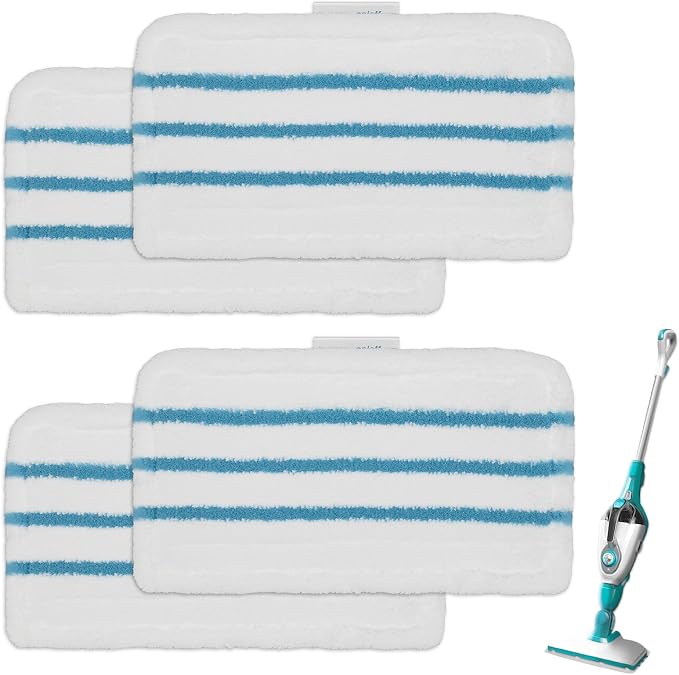 4Pack Steam Mop Pads Replacement for Black+Decker Steam Mop SM1600, SM1610, SM1620, HSM13E1, HSMC1300FX, HSMC1321, HSMC1361SG Cleaner Black and Decker Steam Mop Replacement Pads
