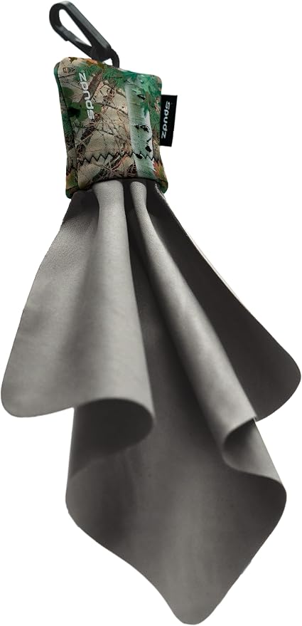 SPUDZ Classic Microfiber Lens Cleaner – Clip-On Pouch, Washable – for Binoculars, Scopes, Glasses, Screens | Classic | Alpine Mountain Camo, 10 x 10 Inch (2-Pack)