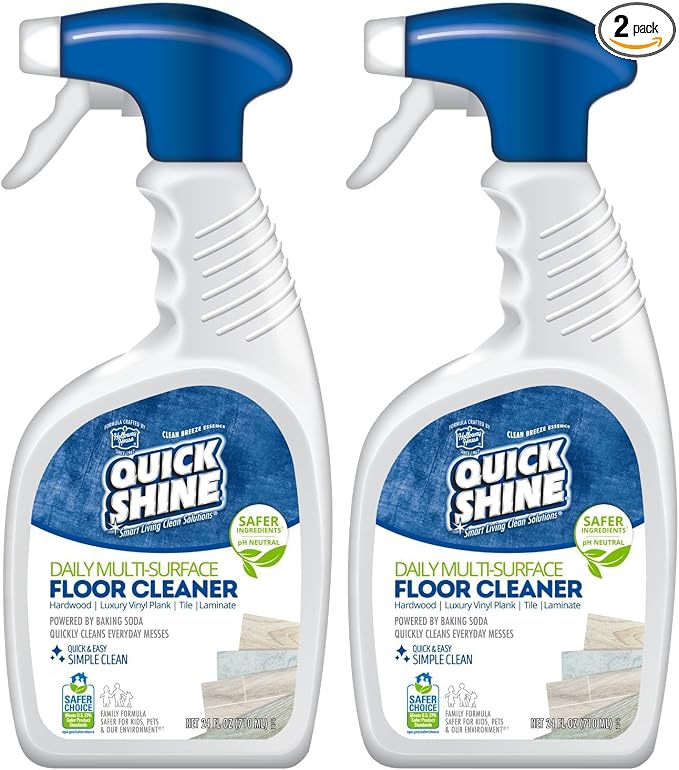 Quick Shine Multi Surface Floor Cleaner Daily Care 24oz | Plant-Based, Ready to Use, Dirt Dissolving, Streak Free, No Rinse | Use on Hardwood, Laminate, Luxury Vinyl Plank, Tile & Stone | Safer Choice