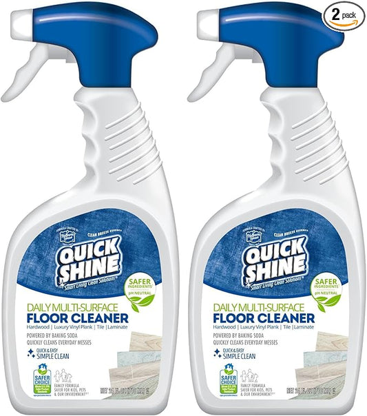 Quick Shine Multi Surface Floor Cleaner Daily Care 24oz | Plant-Based, Ready to Use, Dirt Dissolving, Streak Free, No Rinse | Use on Hardwood, Laminate, Luxury Vinyl Plank, Tile & Stone | Safer Choice