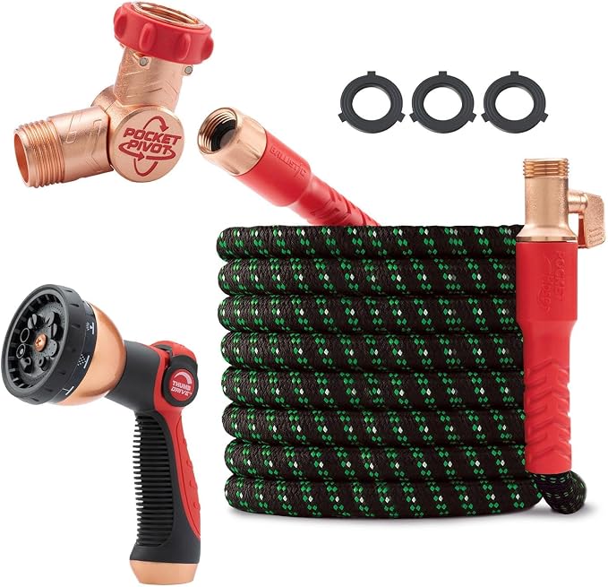Pocket Hose Ballistic Double UV Edition 50 FT Expandable Garden Hose w/Pocket Pivot Swivel Connector, Anti-Burst Sleeve Reinforced w/Bulletproof Fiber, Lightweight, No-Kink, Compact, AS SEEN ON TV