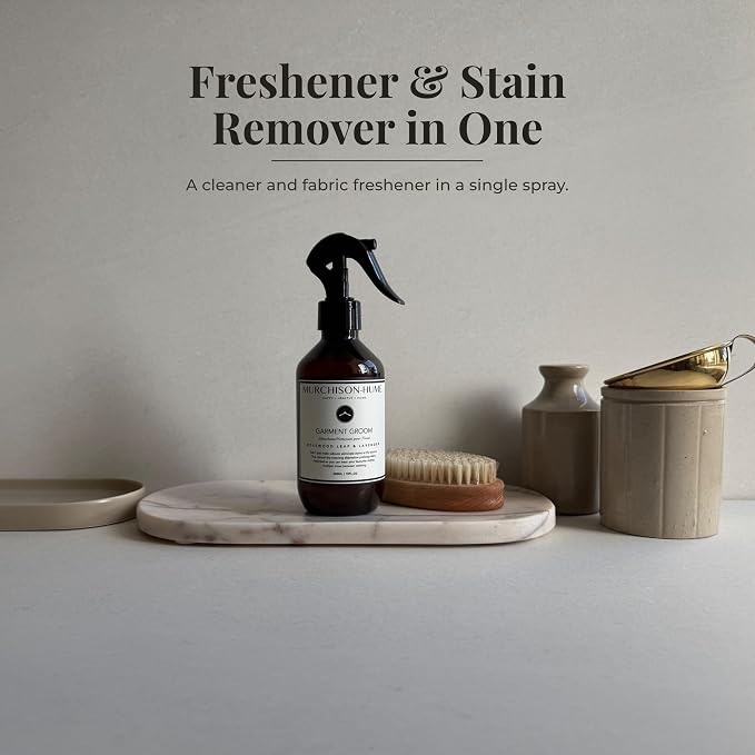 Murchison-Hume Garment Groom Fabric Spray & Stain Remover | Natural Dry-Cleaning Alternative | Odor Eliminator + Wrinkle Release | Refreshes Clothes Between Wears | Rosewood Leaf & Lavender|