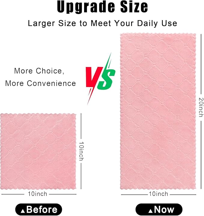 Homaxy 12 Pack Dish Towels for Kitchen (10 x 20 Inches, Pink), Super Soft and Absorbent Coral Velvet Dish Cloths for Washing Dishes, Nonstick Oil Fast Drying Microfiber Cleaning Cloth