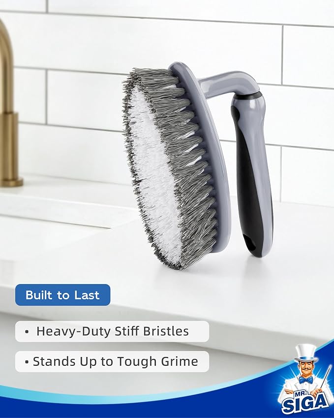 MR.SIGA Heavy Duty Scrub Brush with Comfortable Grip for Bathroom Shower | Strong bristles with effective scrubbing power, ideal for kitchen, bathroom, shower and everyday household cleaning.