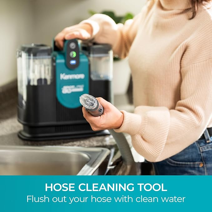 Kenmore 24V Cordless Portable Carpet & Upholstery Spot Cleaner Machine | 16Kpa Power Suction, 55Mins Runtime with Hose Cleaning Tool for Car, Pets, Area Rugs & Couches - KW1090