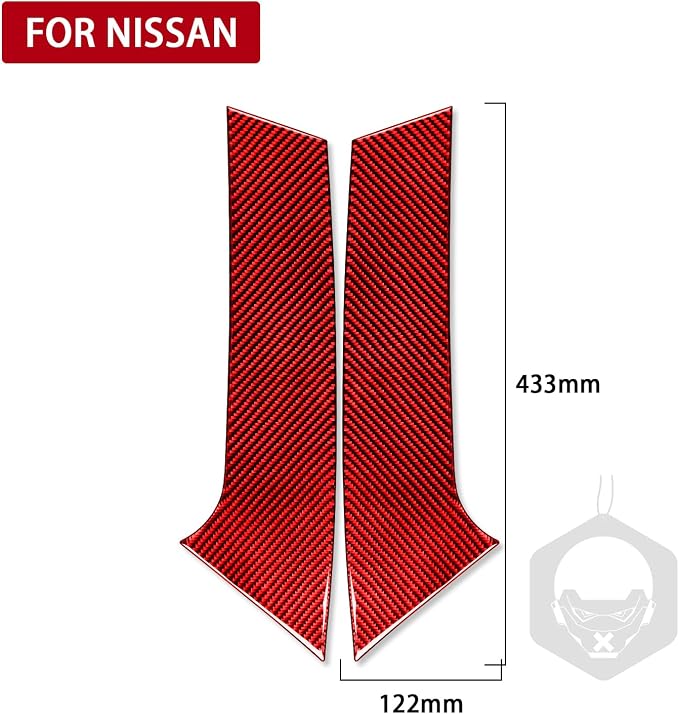 Red Real Carbon Fiber Trim for Nissan Rogue Accessories | for 2014-2020 / Rogue Sport 2017-2022 C-Pillar Decor Sticker Interior Thick Overlay Decal