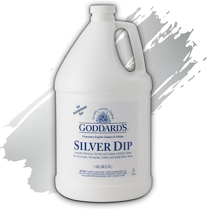 Goddard's Silver Cleaner Dip – Silver Jewelry Cleaner Solution for Hard-to-Reach Silverplate, Cutlery & Small Items – Professional Use Tarnish Remover – Silverware Cleaning Supplies (1 Gal)