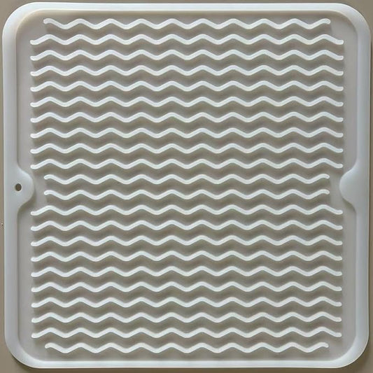 Silicone Dish Drying Mat for Multiple Usage, Easy clean, Eco-friendly, Heat-resistant Dish Drainer Mat for Kitchen Counter,Sink,Refrigerator or Drawer liner (12" x 12", Translucent)