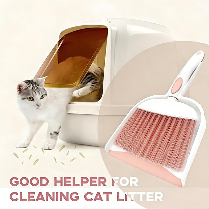 Broom Dustpan Brush Small Dust pan: Small Broom and Dustpan Set Mini Dust pan and Brush Set for Desk, Home, Camping Tent (Pink)