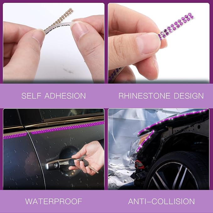 Kingdder 16.4 ft Bling Car Trim Self Adhesive Bling Car Accessories for Women Rhinestone Strip Glitter Diamond Sticker DIY Line Molding Dashboard Decal Shiny Auto Stuff for Interior Exterior Decor