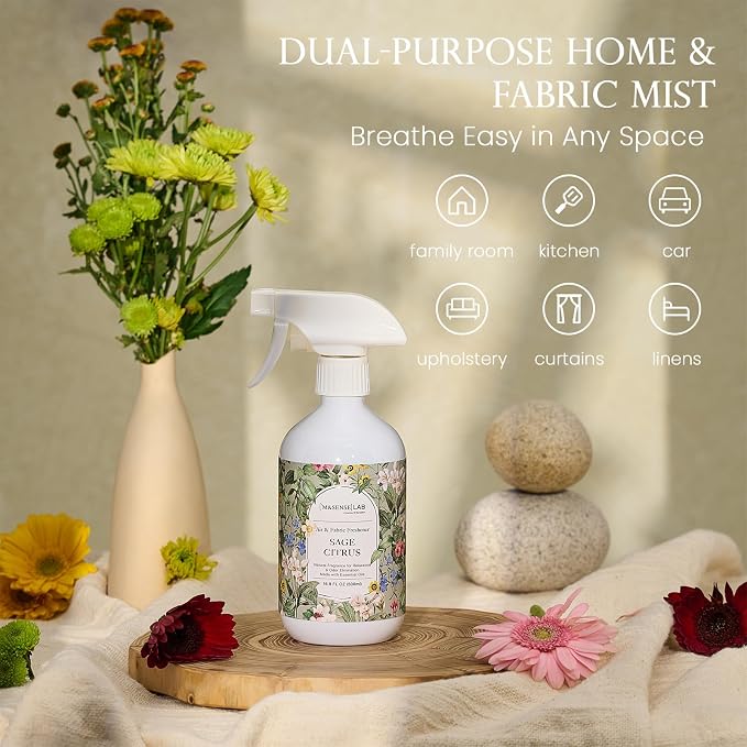 ‌M&SENSE Air & Fabric & Pet Odor Eliminator Spray - 16.9oz Large Size Natural Safe Air Freshener Sage Citrus Scented Deodorizer for Home Eliminates Smoke & Musty Smells, Ideal for ‌Balcony & Kitchen