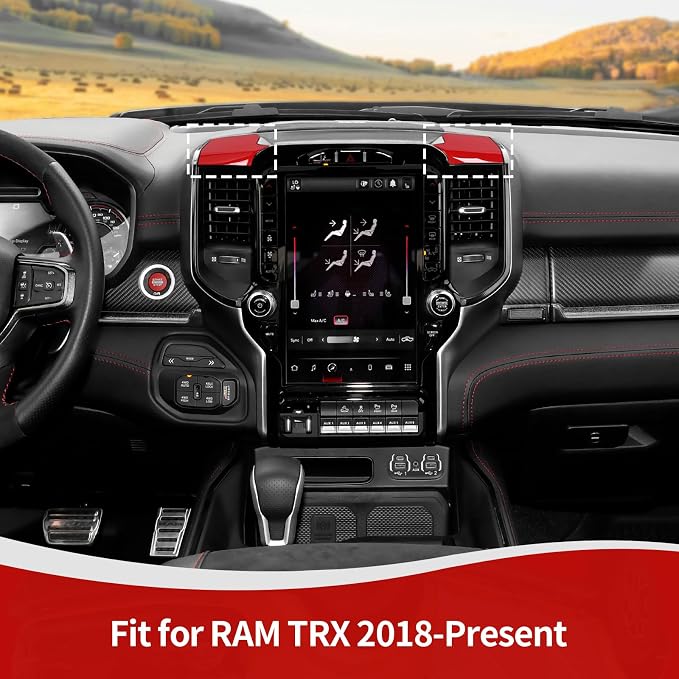 for RAM TRX Center Dashboard Storage Bin Trim Cover Fit for RAM TRX 2018-Present Red Interior Accessories