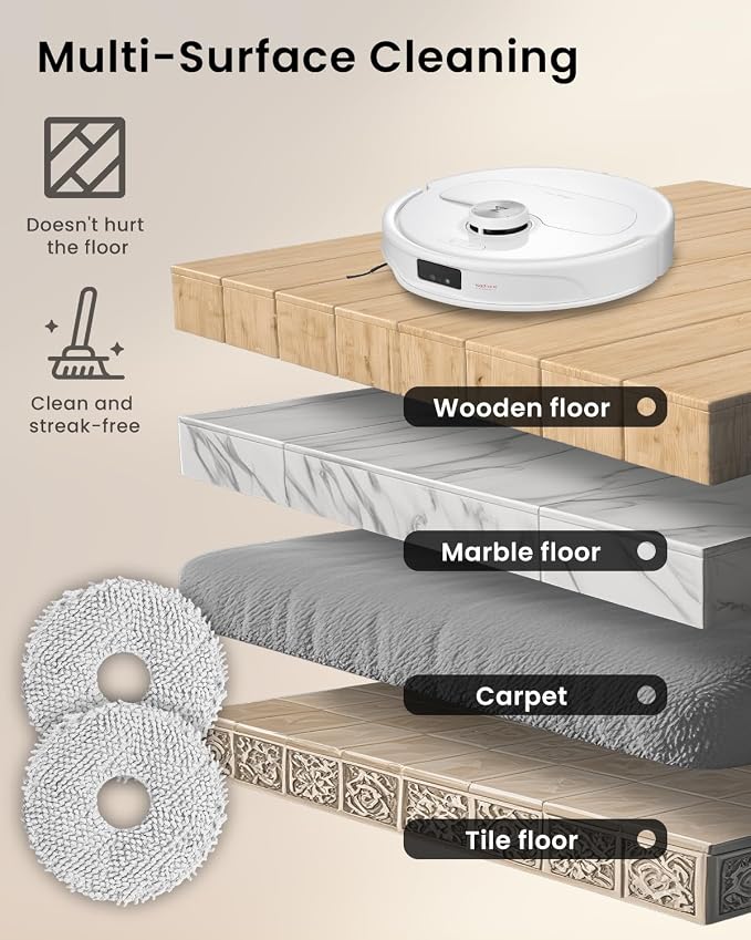 8Pack Replacement Parts Accessories Compatible for Roborock Qrevo Series, Saros 10R,Qrevo Curv,Qrevo Edge,Qrevo Edge S5A,QV 35A,Qrevo S5V Robot Vacuum,Spare Accessories Kit with 4 Dust Bags,4 Mop Pads