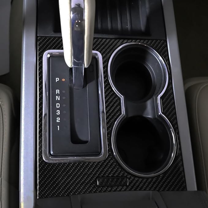 Gear Shift Trim Stickers Fit for Ford Expedition 2007-2014 | Real Soft Carbon Fiber|Center Control Cup Holder Interior Cover Accessories|Thick Overlay|Anti-scratch